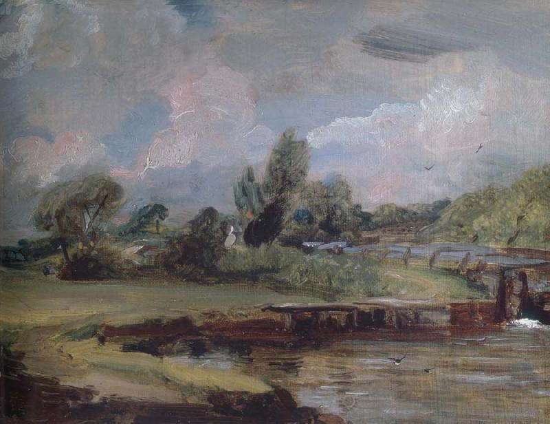 John Constable Flatford Lock 1810-12 Sweden oil painting art
